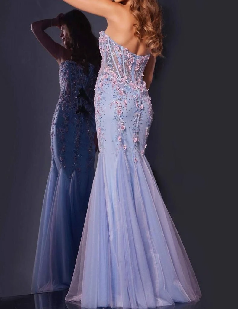 Jovani Jovani - Floral Embellished Corset Prom Dress 5