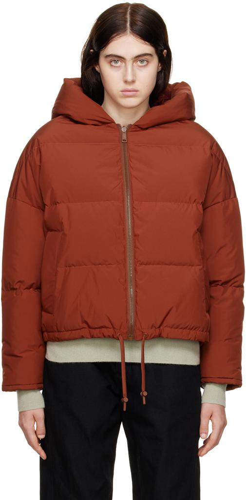 Yves Salomon Red Quilted Down Jacket