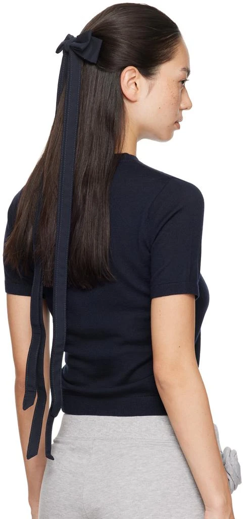Sandy Liang Navy Hikari Bow Hair Clip 3