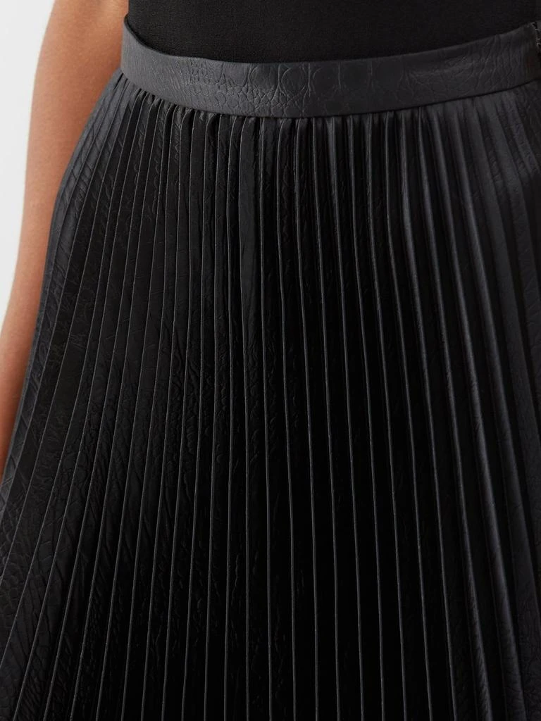 Alaïa Pleated croc-embossed faux-leather midi skirt 4