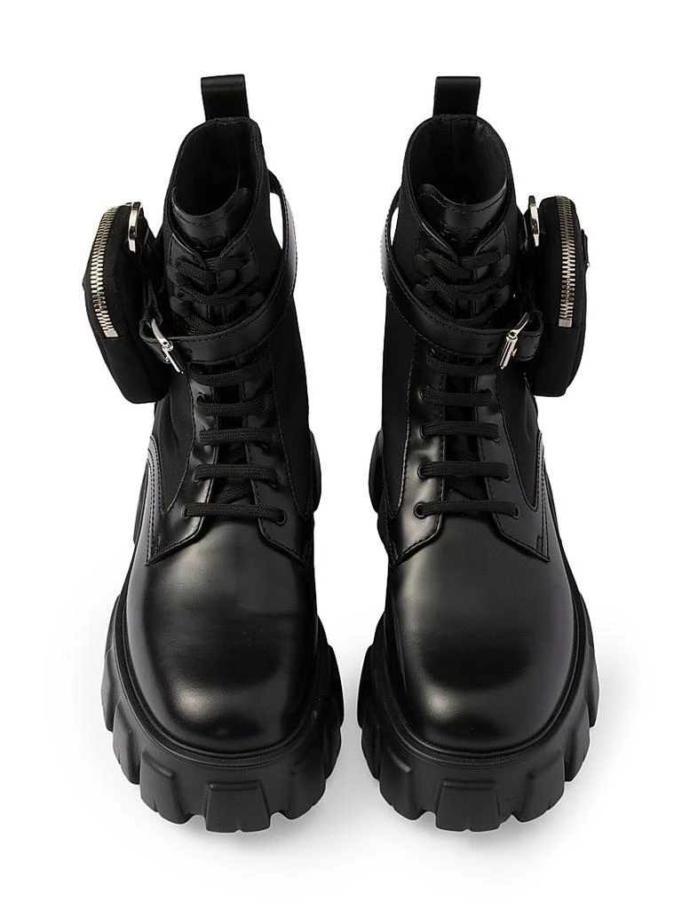Prada Monolith Leather and Re-Nylon Combat Boots 3