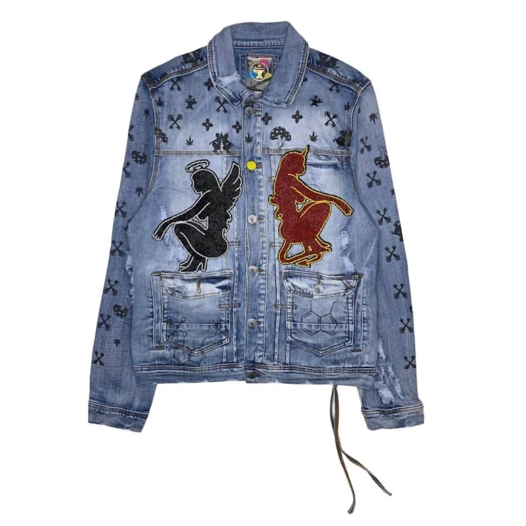 Cast Iron Men's Mushroom Angel Vs Devil Denim Jacket In Indigo 1