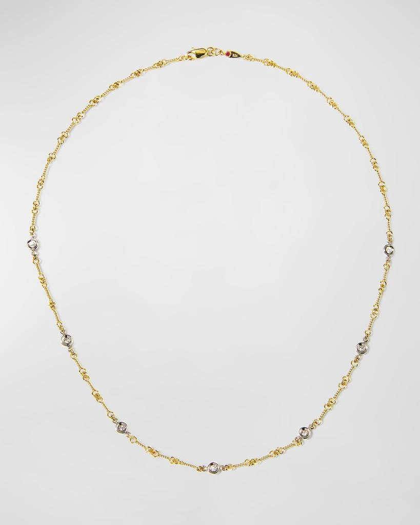 Roberto Coin Two-Tone 18k 7-Diamond Dog Bone Necklace 1