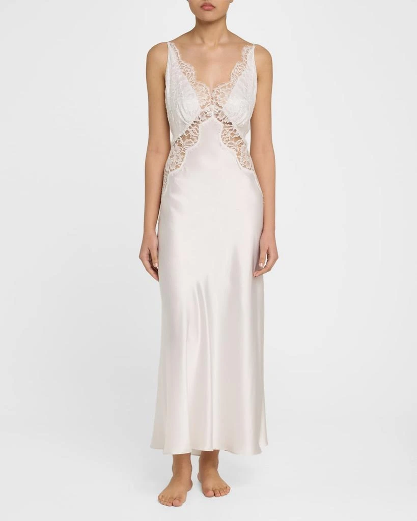 Christine Lingerie Backless Lace & Silk Charmeuse Nightgown 2