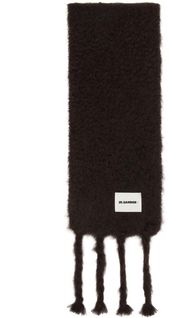 Jil Sander Brown Slim Wool Blend Scarf