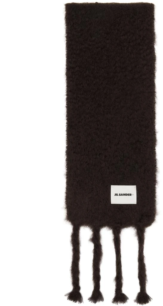 Jil Sander Brown Slim Wool Blend Scarf 1