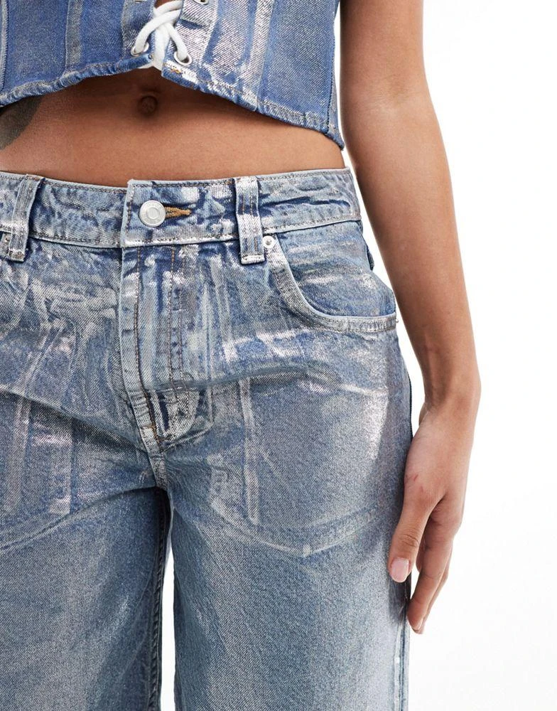 ASOS ASOS DESIGN  baggy  jean in metallic silver 5