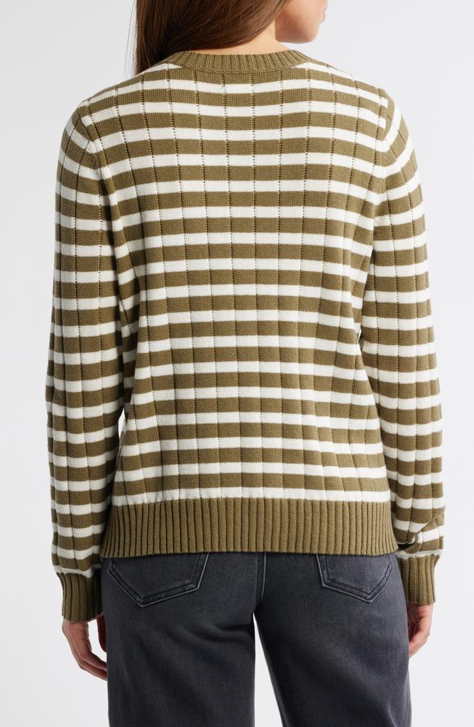 Caslon Stripe Crewneck Rib Sweater