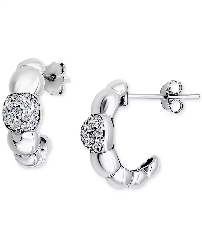 Giani Bernini Cubic Zirconia Accent Puffy Half Hoop Earrings in Sterling Silver (also in 18k Yellow Gold over Sterling Silver), Exclusively at Macy's