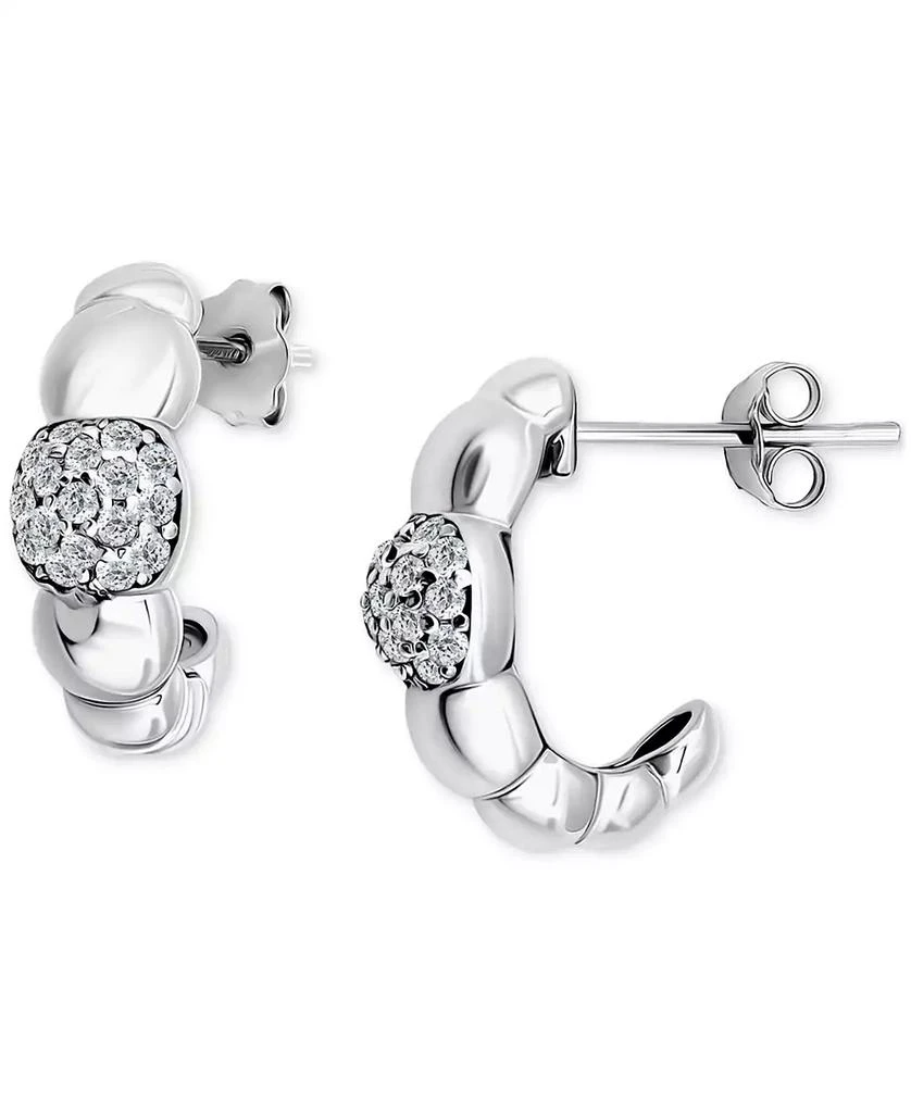 Giani Bernini Cubic Zirconia Accent Puffy Half Hoop Earrings in Sterling Silver (also in 18k Yellow Gold over Sterling Silver), Exclusively at Macy
s 1