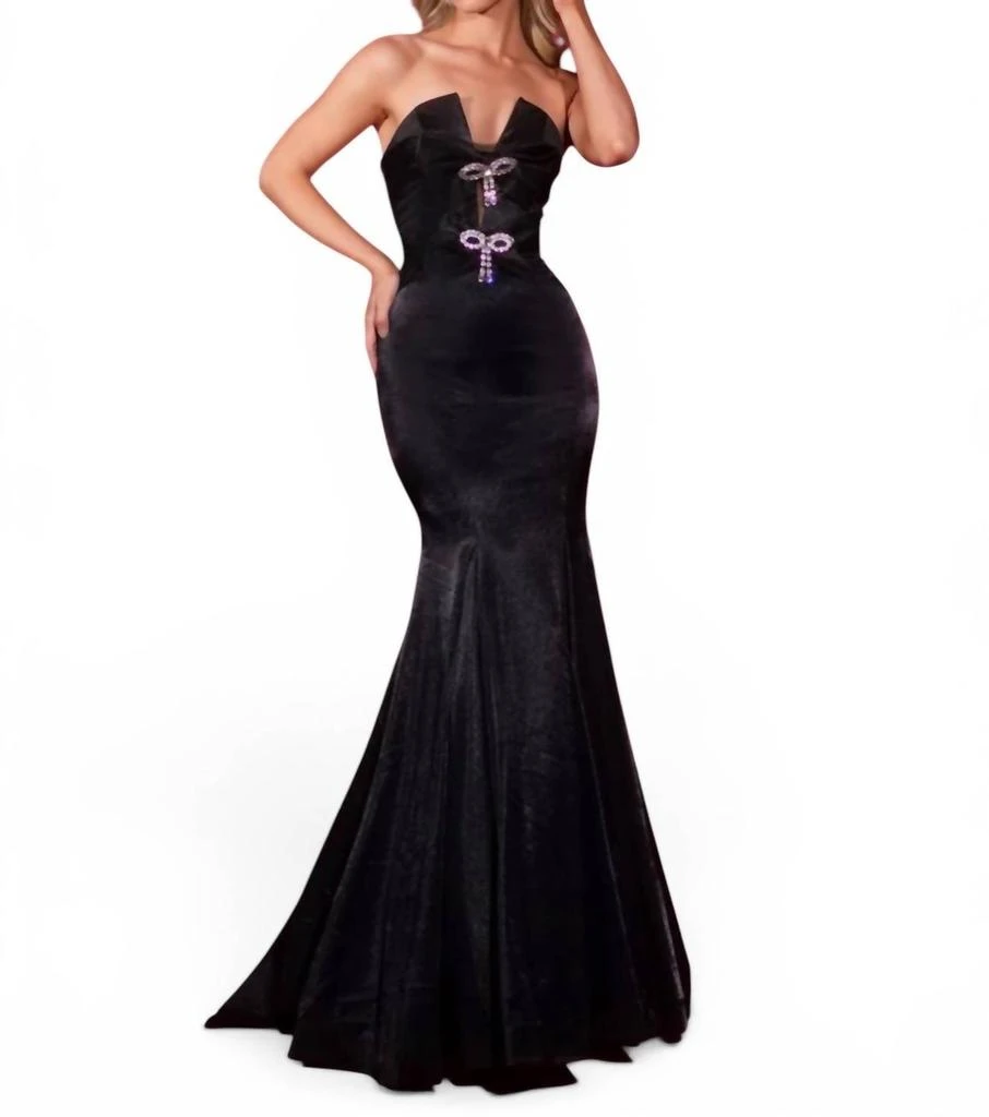 PORTIA&SCARLETT Portia&Scarlett - Strapless Crystal Bow Mermaid Prom Gown