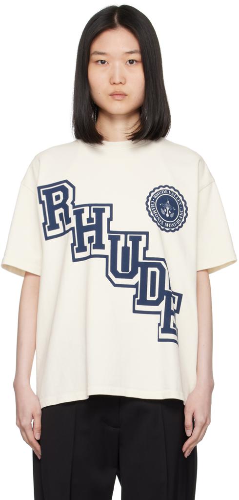 Rhude Off-White Collegiate Crest T-Shirt