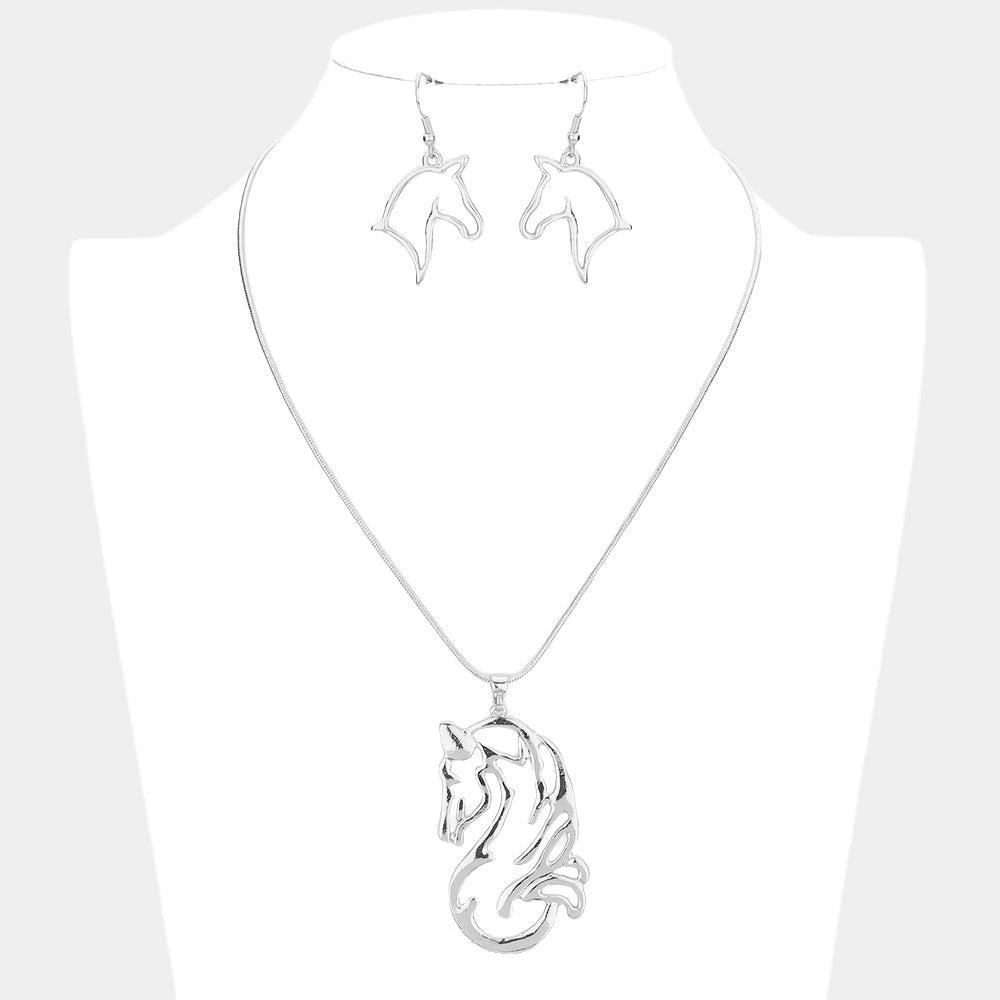 FASHNZFAB Metal Unicorn Pendant Necklace