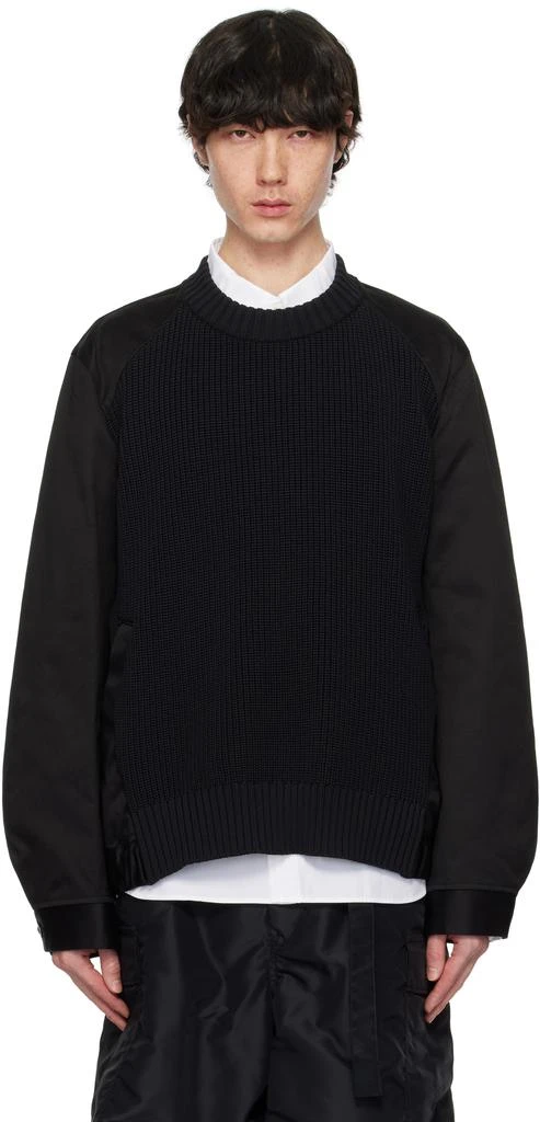 Sacai Black Cotton Chino Mix Sweater 1
