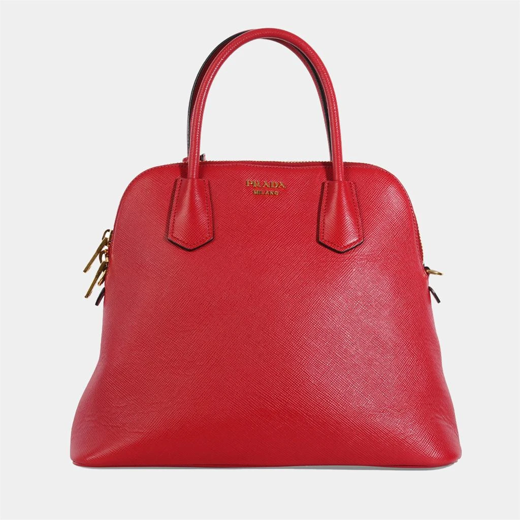 Prada Prada Red Saffiano Leather Medium Dome Satchel Bag 1