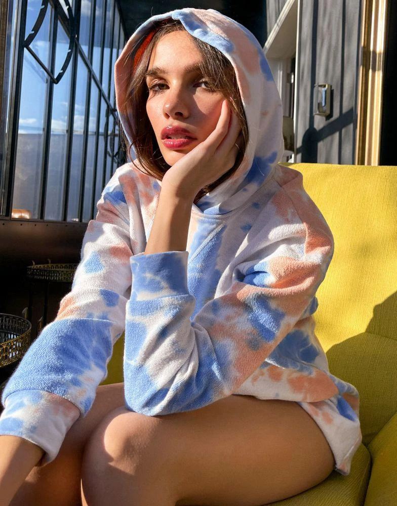 Labelrail Labelrail x Hana Cross oversized hoodie dress in tie dye towelling 3