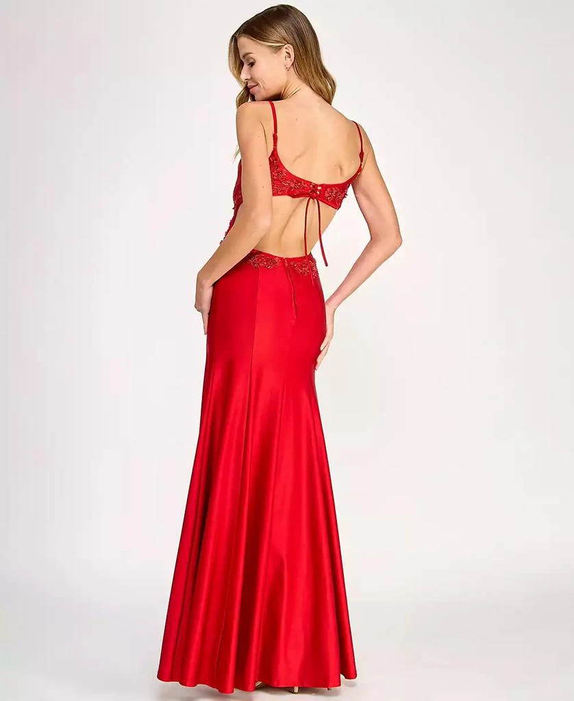 Dear Moon Juniors' Embellished Cutout Gown 2