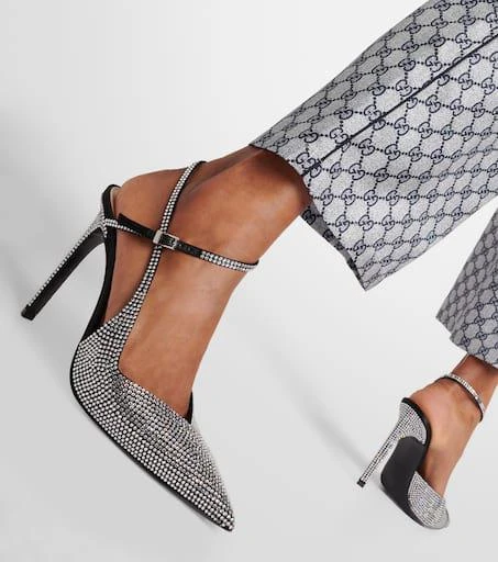 Gucci Crystal-embellished satin pumps 7