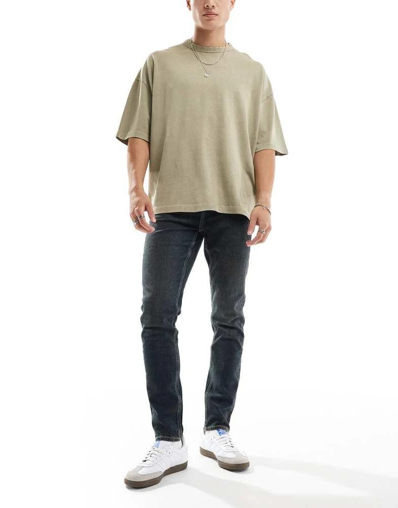 ASOS ASOS DESIGN skinny jeans in dark wash blue with tint 2