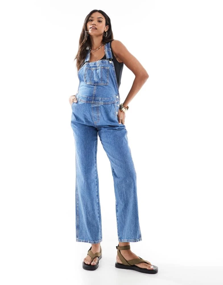 ASOS ASOS DESIGN Maternity denim dungaree in mid blue