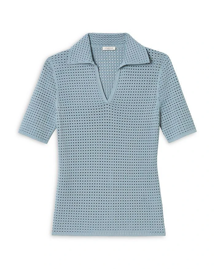 Lafayette 148 New York Pointelle Stitch Polo Shirt 4
