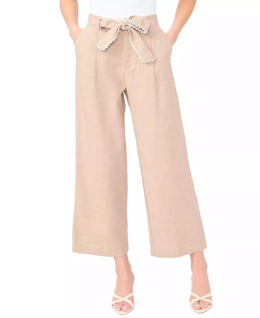 CeCe Women
s Wide-Leg Bow Tie Cropped Pants