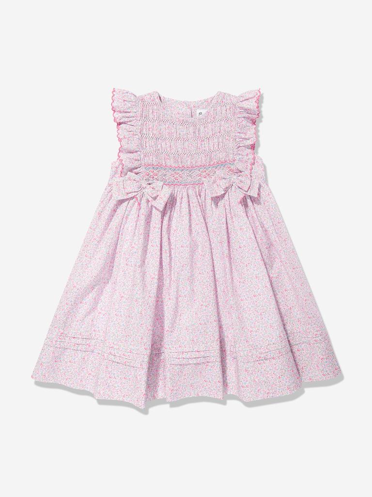Sarah Louise Girls Floral Dress in Pink