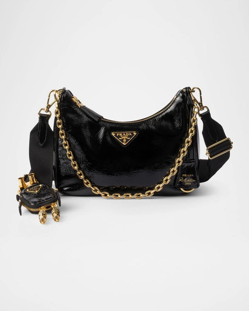Prada Prada Re-Edition 2005 Naplak Patent Leather Bag with Charm