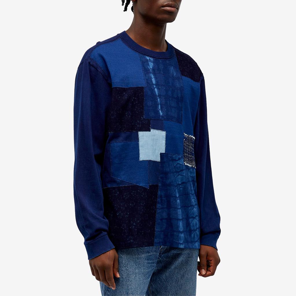 Blue Blue Japan Blue Blue Japan Patchwork Long Sleeve T-Shirt