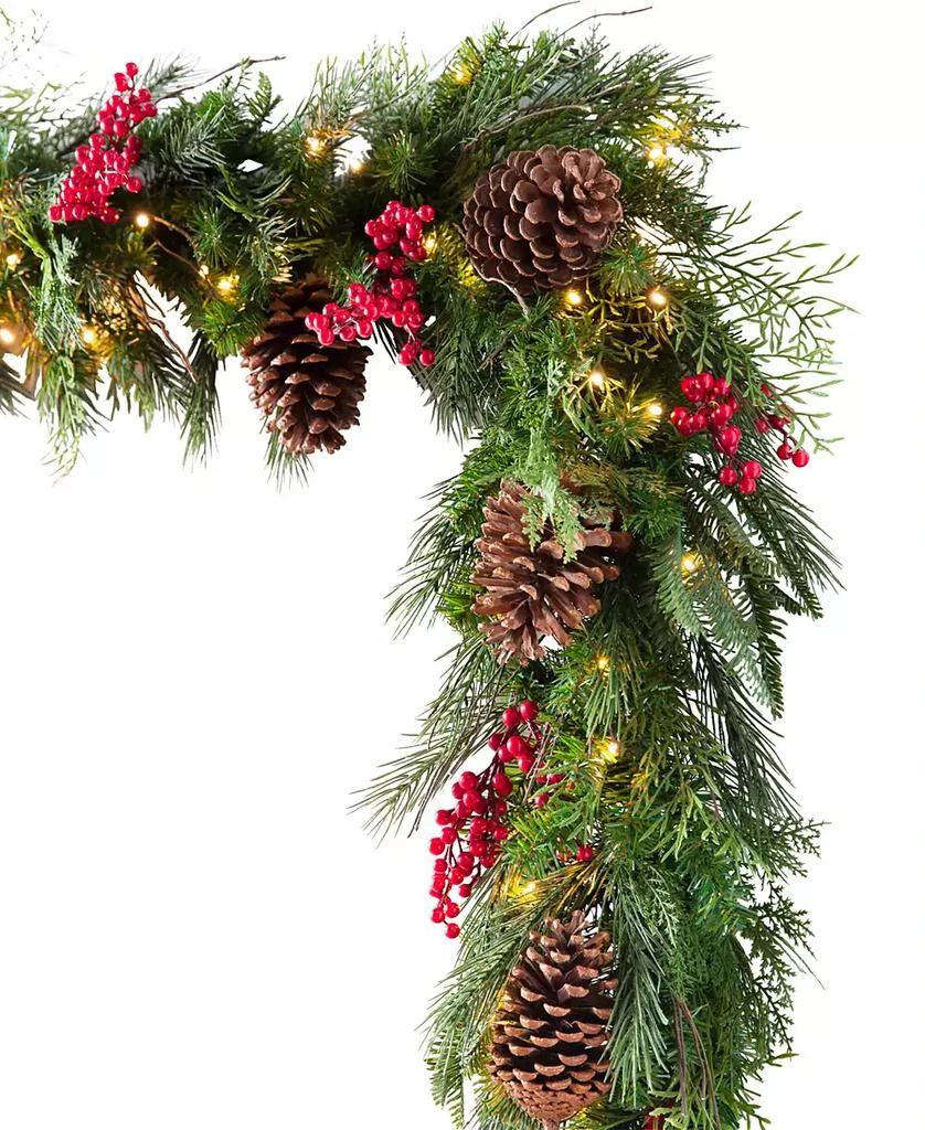 Balsam Hill 10 ft Outdoor Red Berry Pine Pre-Lit Garland