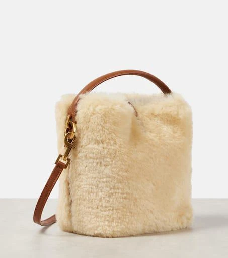Yves Saint Laurent Le 37 Mini shearling bucket bag 4