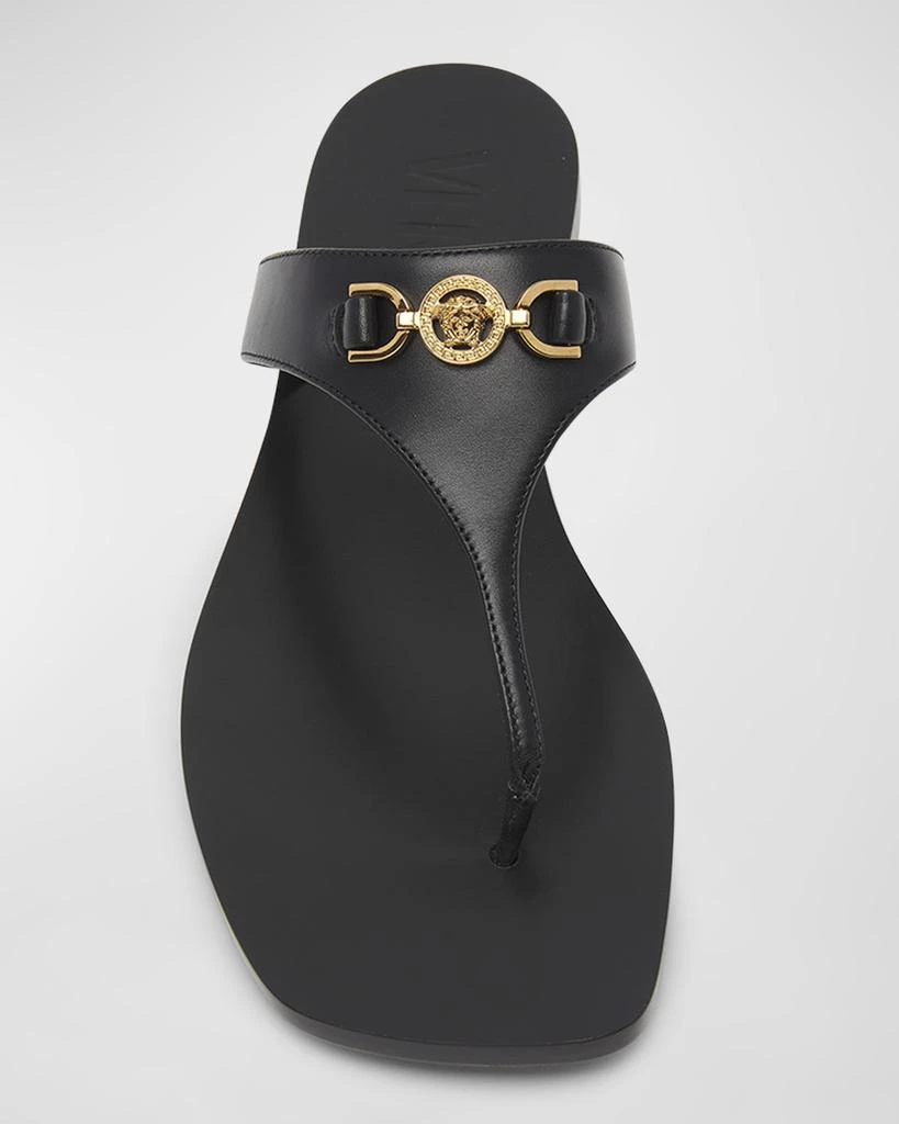Versace Medusa Leather Flat Thong Sandals 4