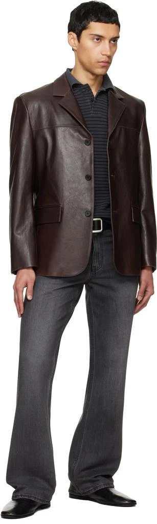 TONYWACK Brown Vegetable Lamb Leather Blazer 4