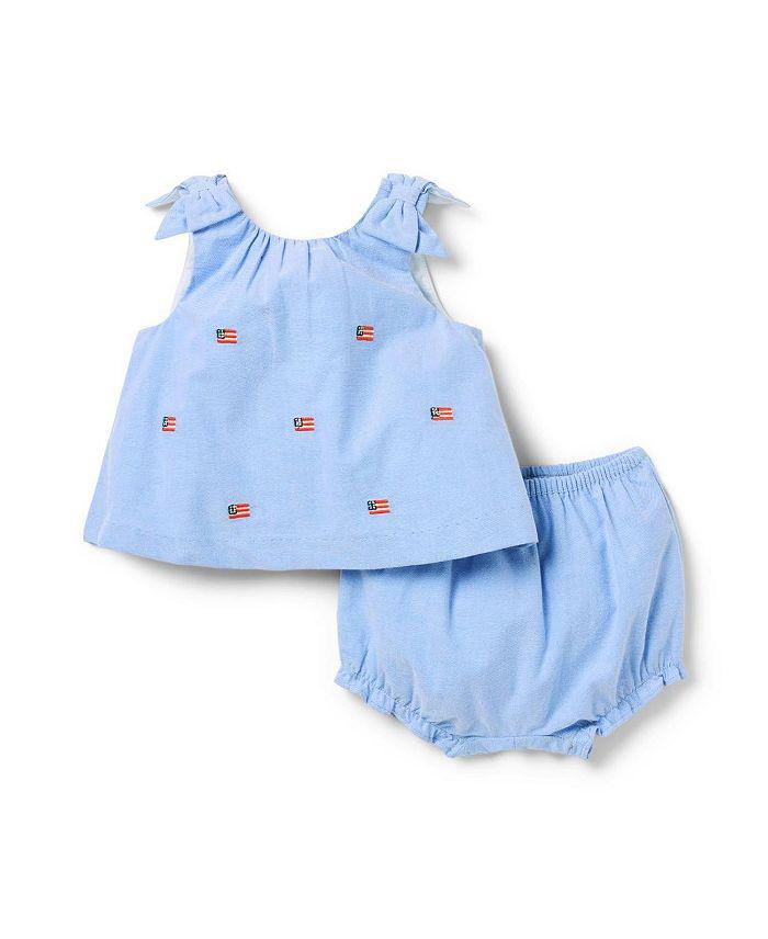 Janie and Jack Girls' Embroidered Flag Matching Set - Baby
