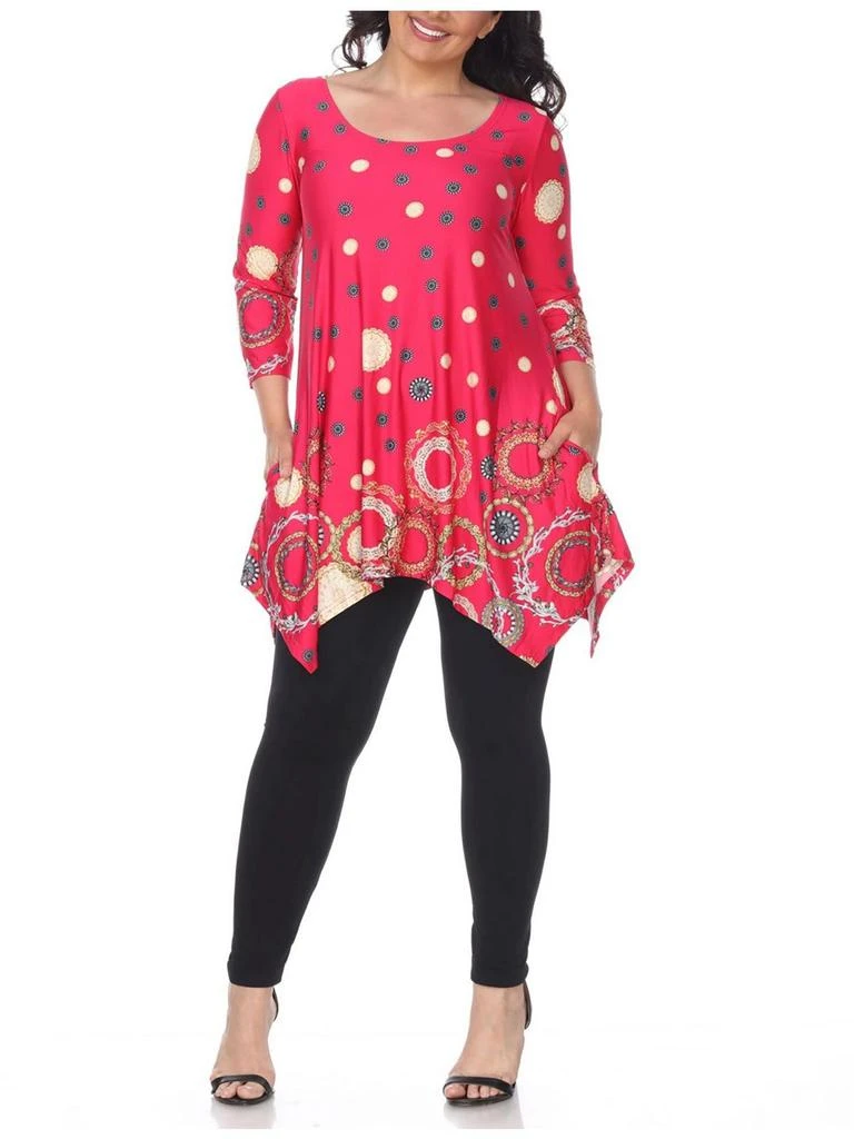 White Mark Plus Womens Sharkbite Hem Floral Tunic Top 14