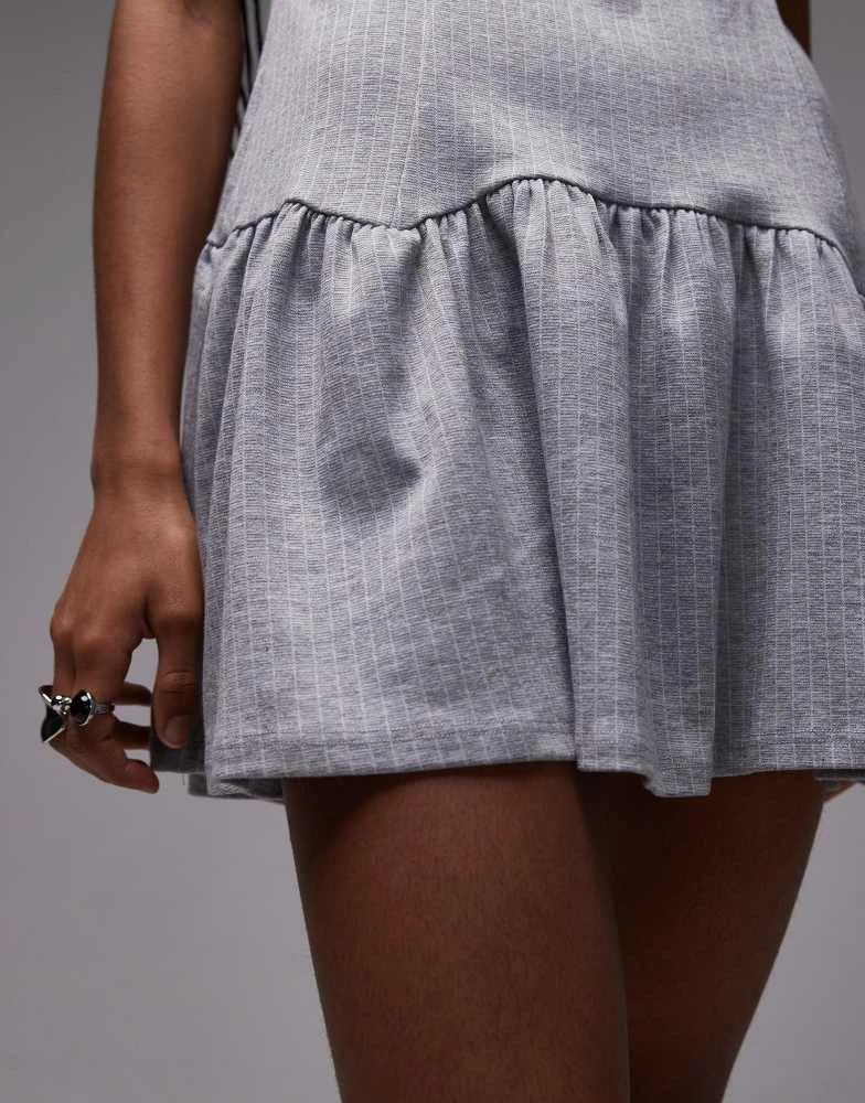 ASOS ASOS DESIGN sleeveless pleated skirt mini dress in pinstripe grey 2