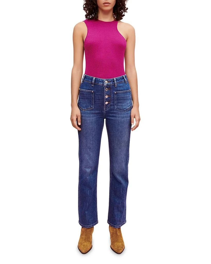 Maje Passiony High Rise Straight Jeans in Blue 2