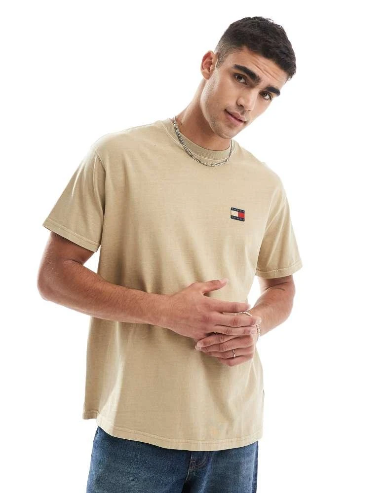 Tommy Jeans Tommy Jeans relaxed badge t-shirt in tan 1