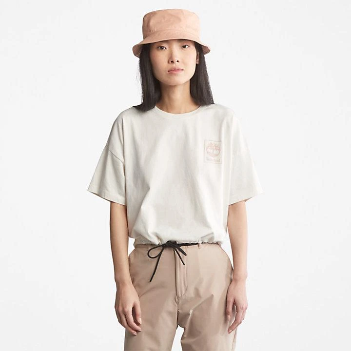 Timberland Cropped T-Shirt with Drawstring Hem for Women in White 1