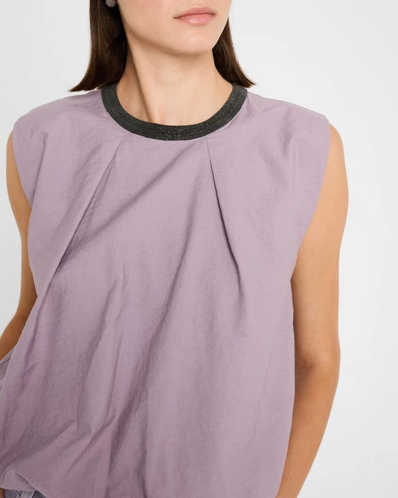 Brunello Cucinelli Monili-Collar Cotton Crop Balloon Tank Top 5