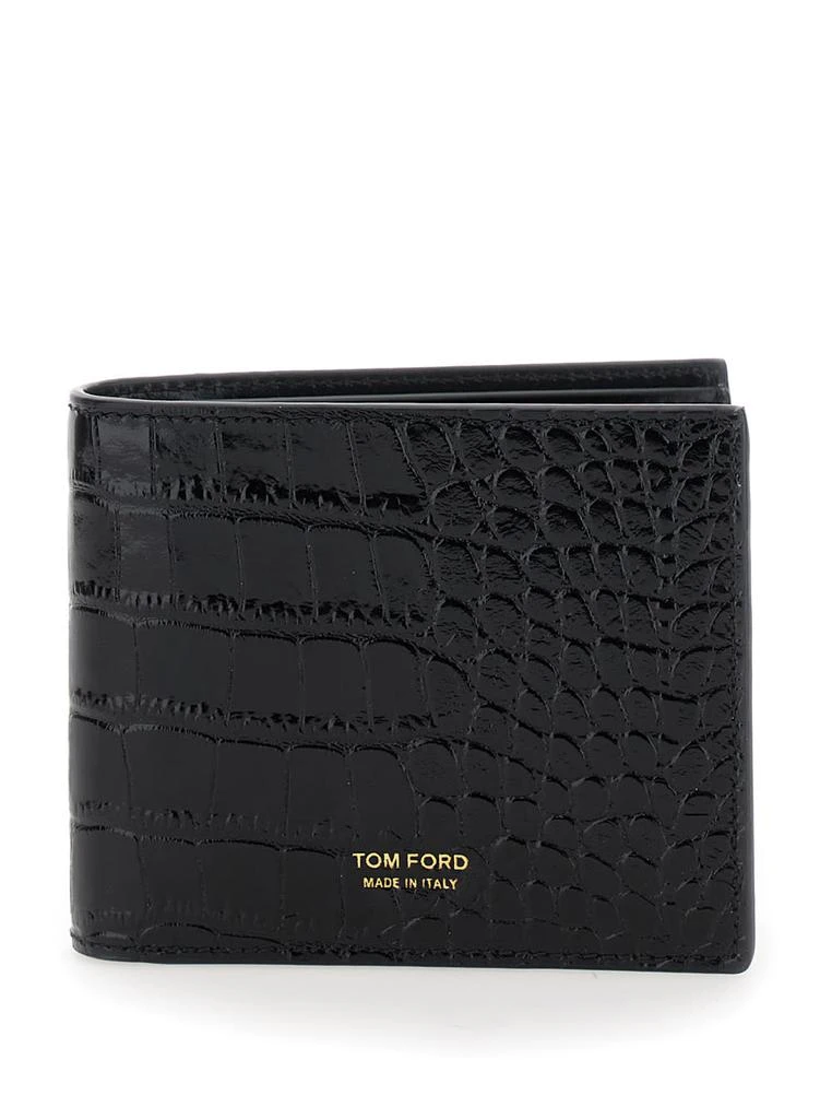 Tom Ford Shiny Printed Croc T Line Classic Bifold Wallet 1