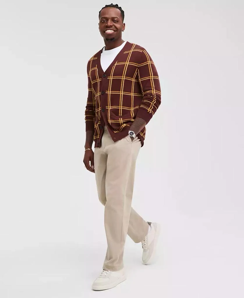 Club Room Men's Cotton Windowpane-Plaid Cardigan Sweater, Exclusively at Macy's 2