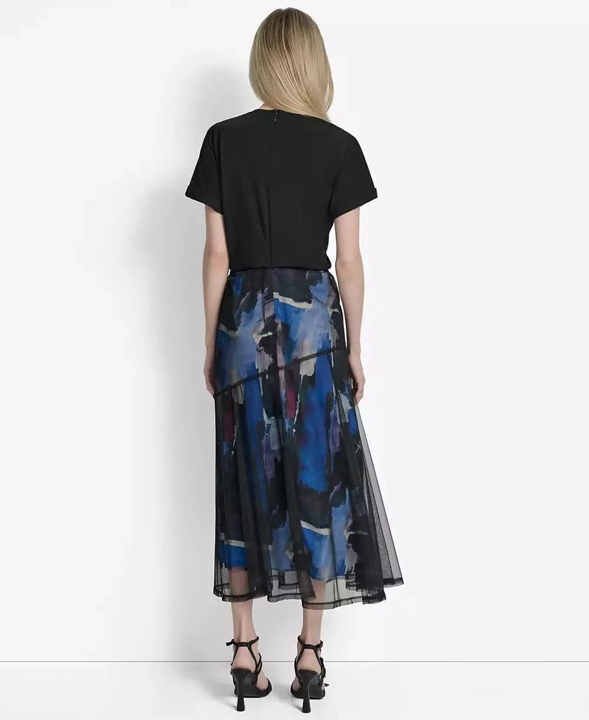 DKNY Women's Mixed-Media Printed-Skirt Dress 2