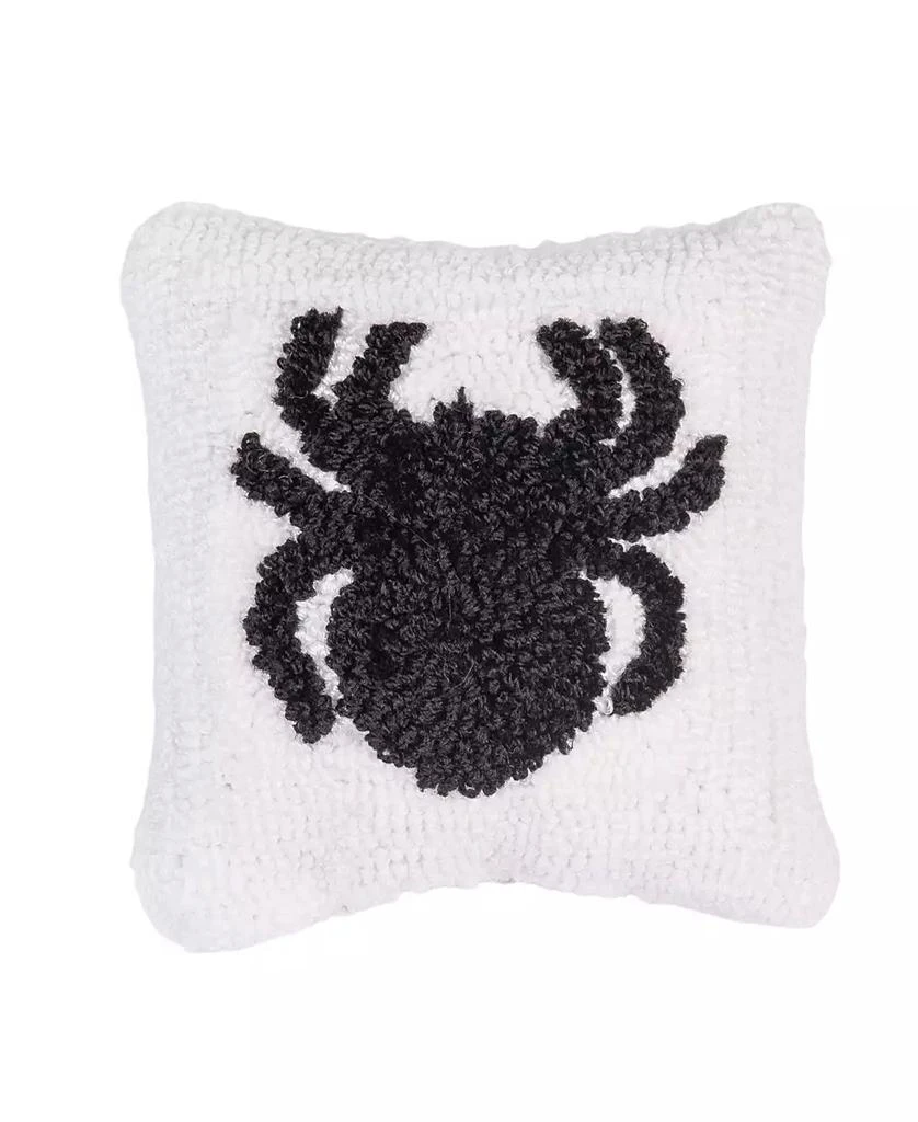 C&F Home Spider Pattern Hooked Small Petite Halloween Accent Pillow 8" x 8"