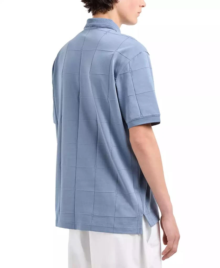 Armani Exchange Men's Short Sleeve Large Grid Pattern Polo Shirt 2