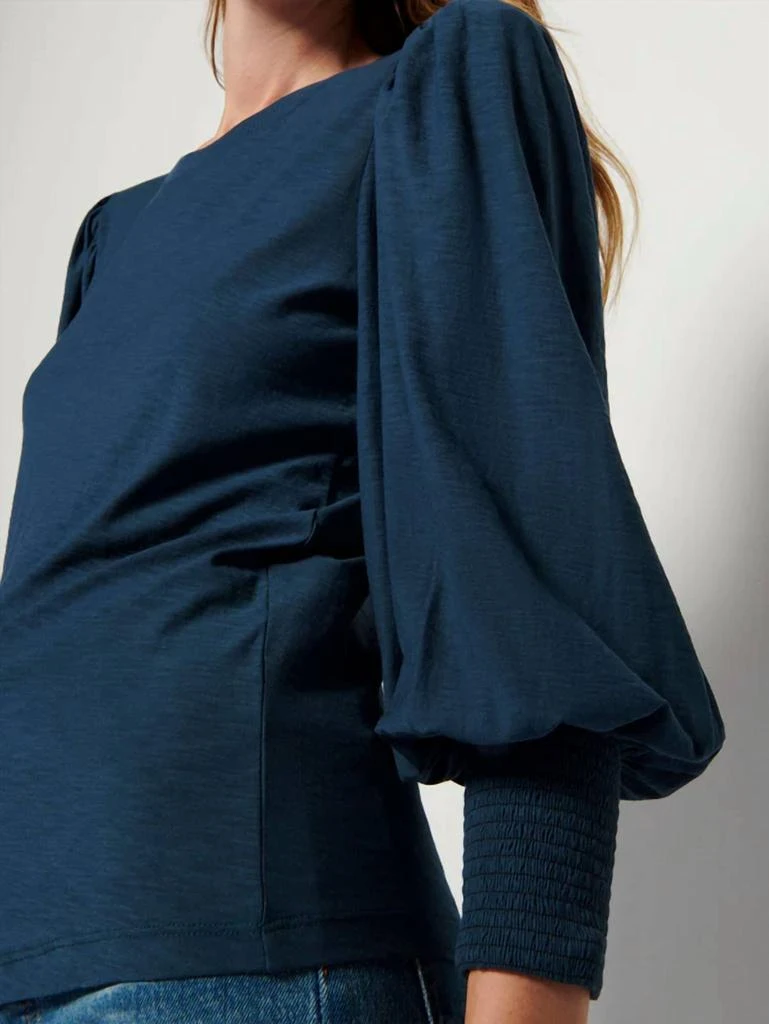 Nation LTD Loren Smocked Peasant Tee In Azure 3