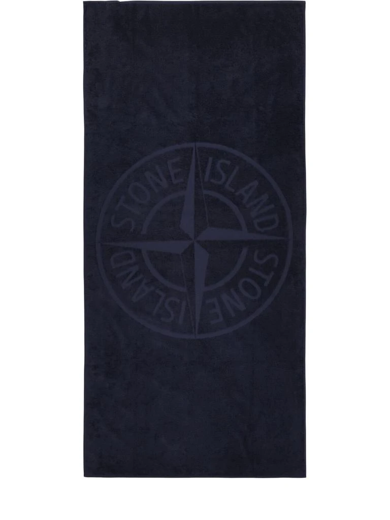 Stone Island Junior Cotton Terry Beach Towel W/logo 1