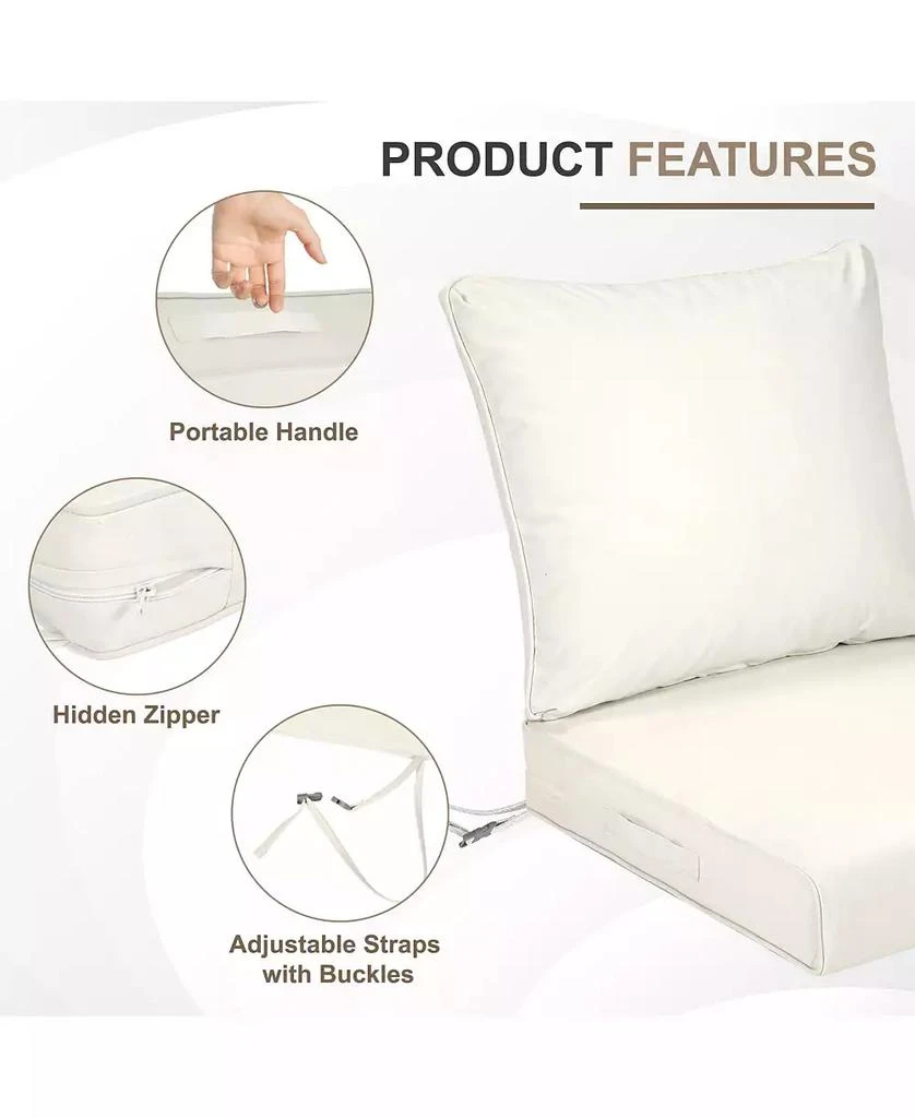 Aoodor 21x21 Inch Outdoor Deep Seat Cushion Set with Adjustable Straps and Waterproof 7