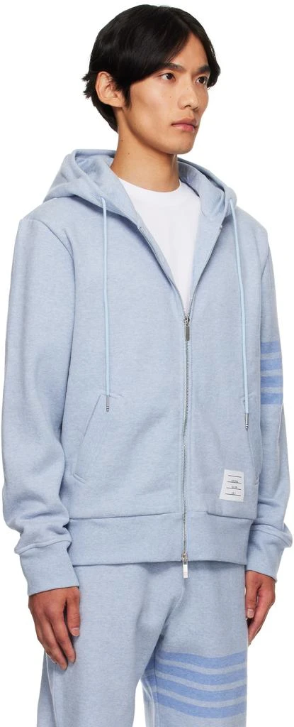 Thom Browne Blue Melange 4-Bar Zip Up Hoodie 2