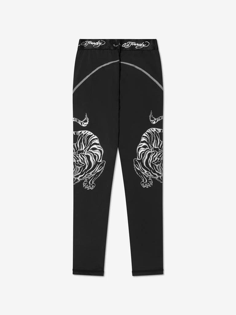 ED Hardy Girls Tiger Logo Sports Leggings in Black 2